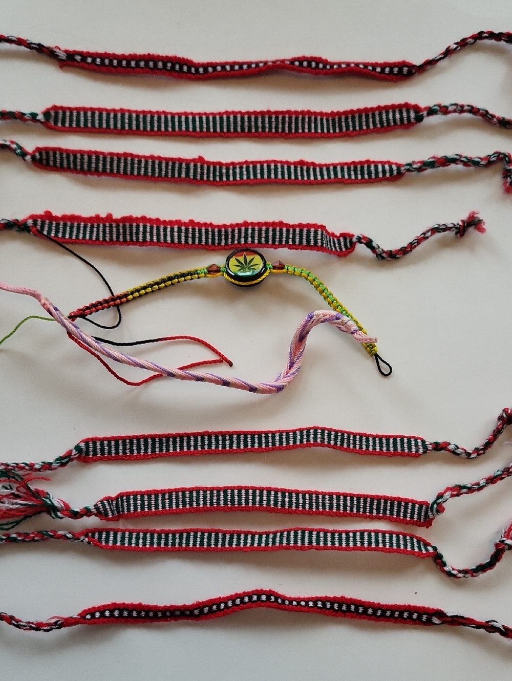 10 Handmade Colorful Woven Braided Friendship Bracelets - Assorted Colors